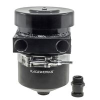 1L BREATHER TANK WITH DRAIN TAP BLACK -STRAIGHT PORTS