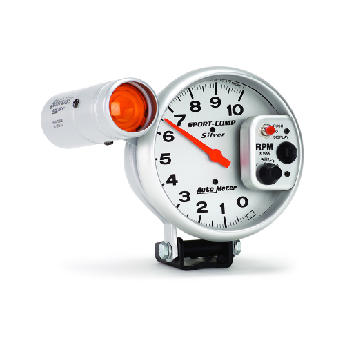 Auto Meter - Sport-Comp Silver Shift-Lite Tachometer